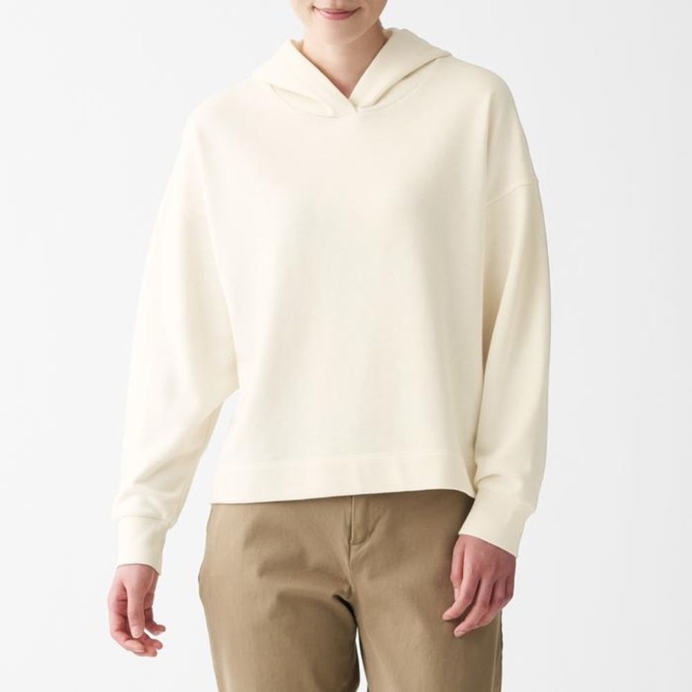 MUJI Slub French Terry Pullover Hoodie - Raw White